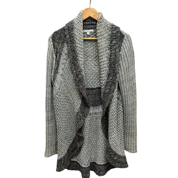 CAbi Shadow Circle Crochet‎ Chunky Cardigan S Marled Grey Open Knit - Picture 1 of 8